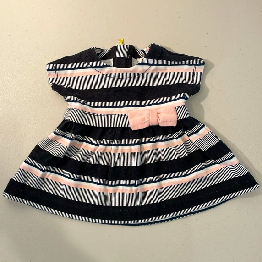 Kate Spade Black/White/Pink Striped Dress w/Bloomers 6 Months